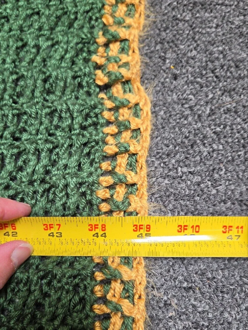 2 Handmade Green and Gold & Blue & White Crochet Blankets